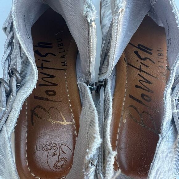 Blowfish Malibu Sandals 7.5 Vegan Grey Tie Dye Twill Lotus DyeCut Style - Picture 7 of 11